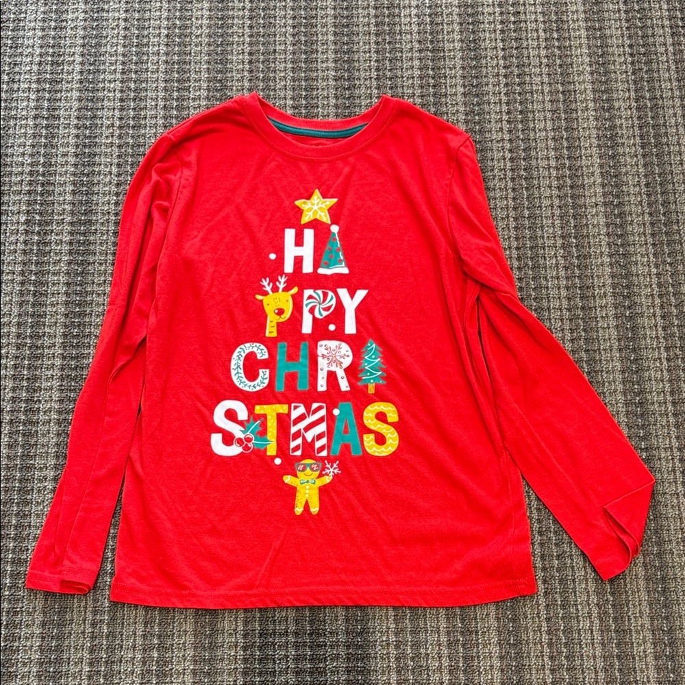 Cat & Jack Red 'Happy Christmas' Long-Sleeve pajama Holiday Tee